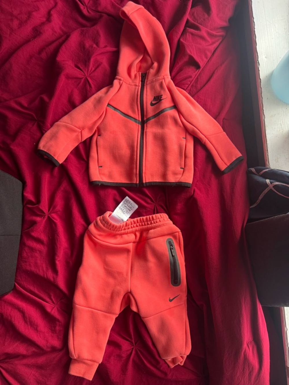 Nike tech baby Neon Coral Hoodie & Jogger Set
